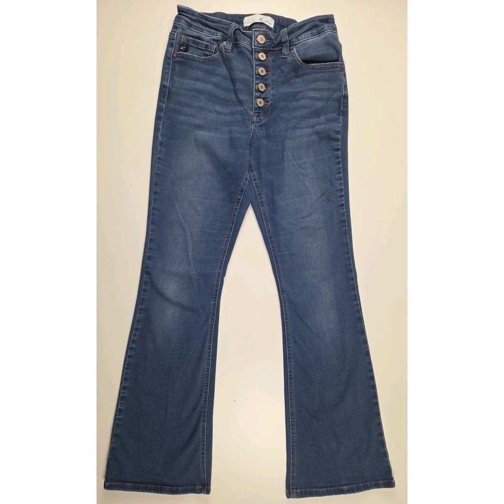 KanCan Jeans Womens 28‎ Blue Bootcut High Rise Button Fly Stretch Medium  Wash